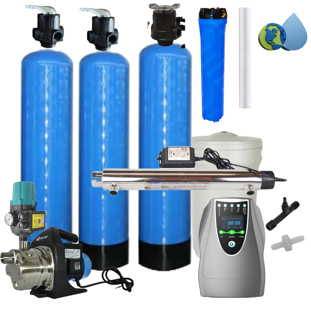 Sistema TechPure Softener de purificación y venta automática de agua, equipado con suavizador para zonas con agua dura.