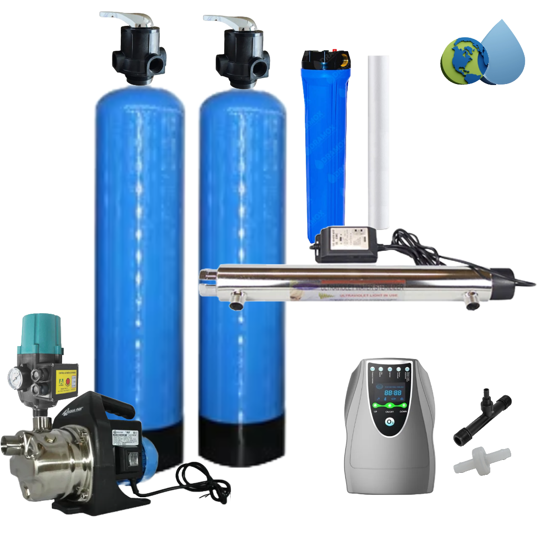 Sistema TechPure 300GPD | Filtración Doble + UV + Ozono + Presurizador 5 Etapas