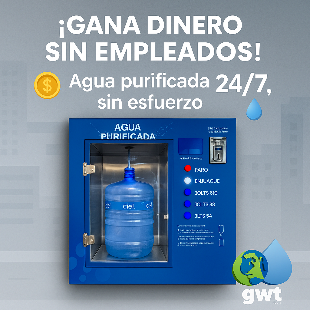 Sistema TechPure Vending RO-400 diseñado para ofrecer agua purificada de la más alta calidad con tecnología de ósmosis inversa en 8 etapas